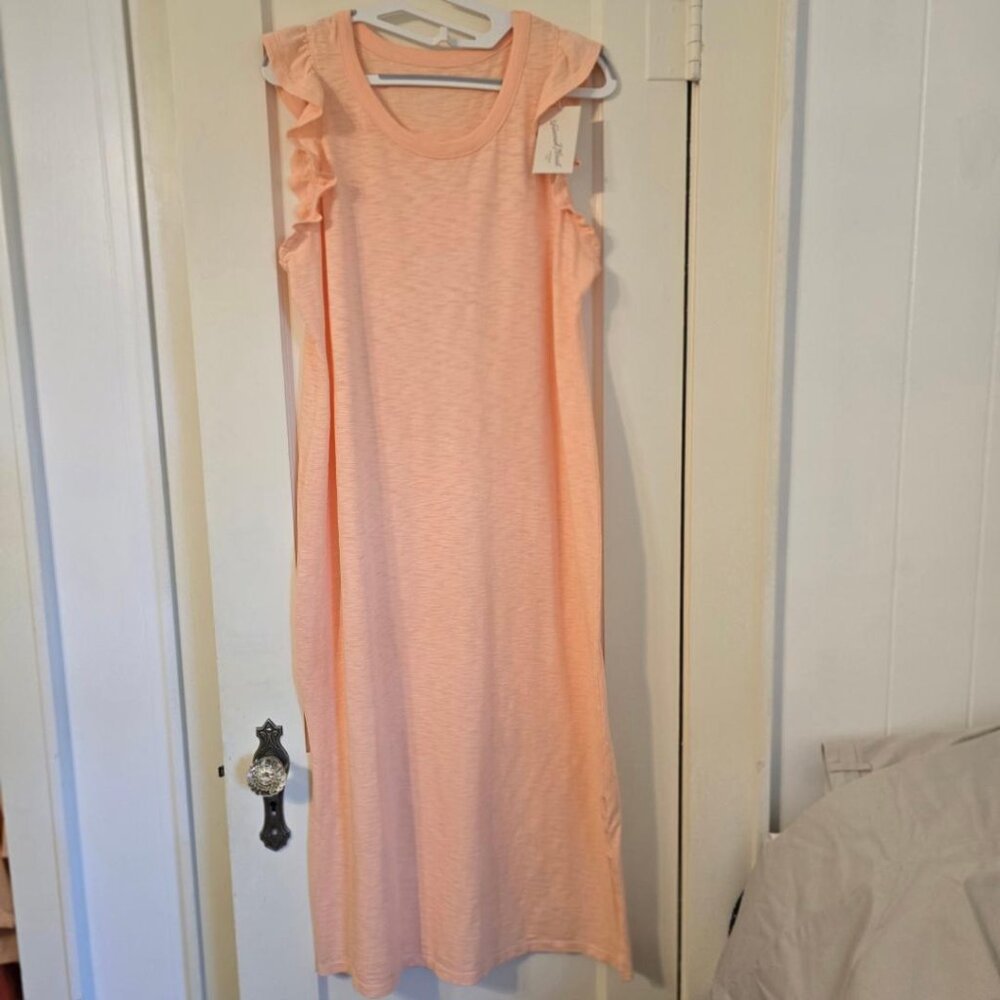 L Universal Thread Women's Flutter Cap Sleeve Maxi 100% Cotton Pullover Dress